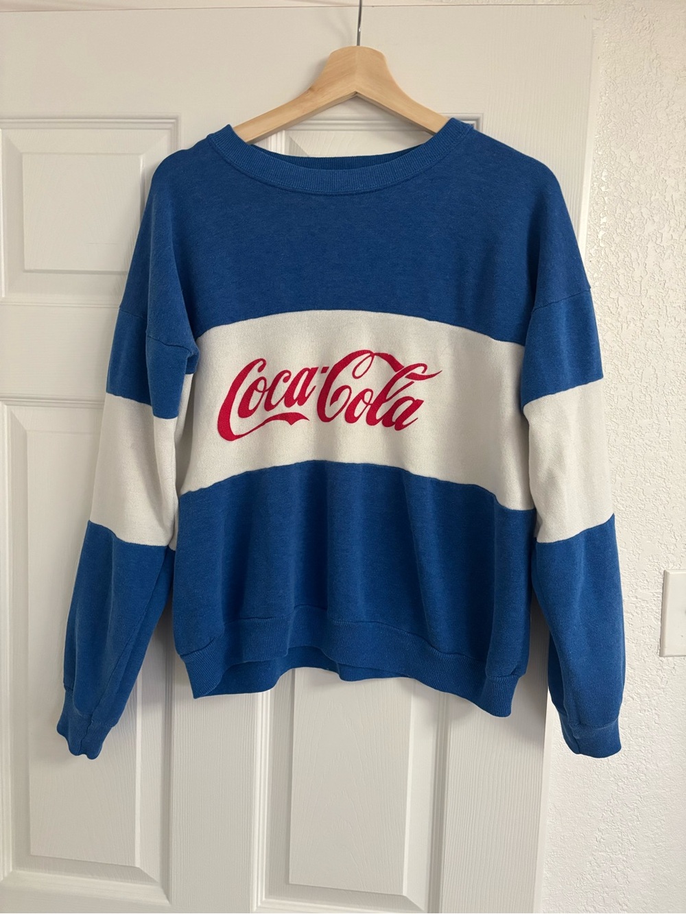 vintage Coca-Cola blue, white, & red colorblock crewneck sweatshirt